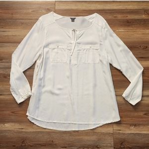 Eddie Bauer - Tranquil Tunic Long-Sleeve Button-Up Popover Top | White | Size XS